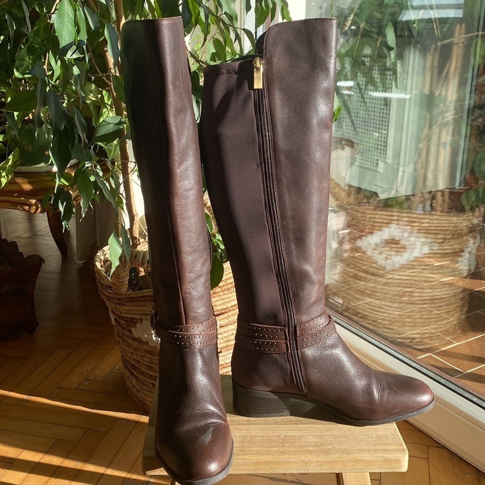 Bandolino Brown leather riding tall boots women size 7.5 - Picture 5 of 17
